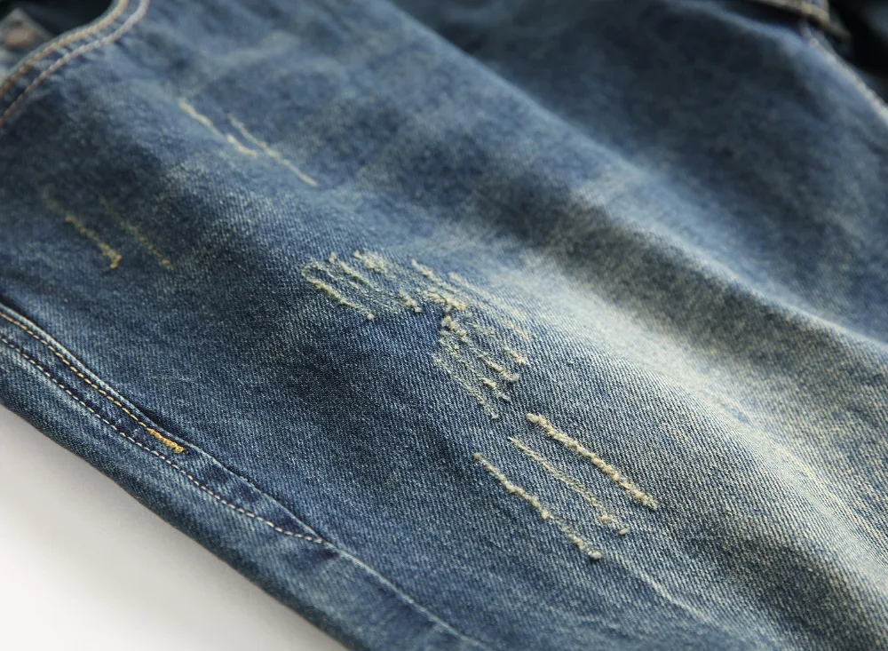 Famous Balplein Brand Fashion Designer Jeans Men Straight Dark Blue Color Printed Mens Jeans Ripped Jeans,100% Cotton