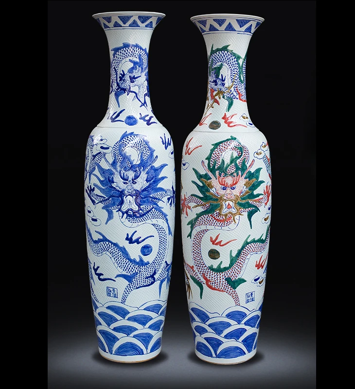 Hot sale graven antique big jingdezhen ceramic vase