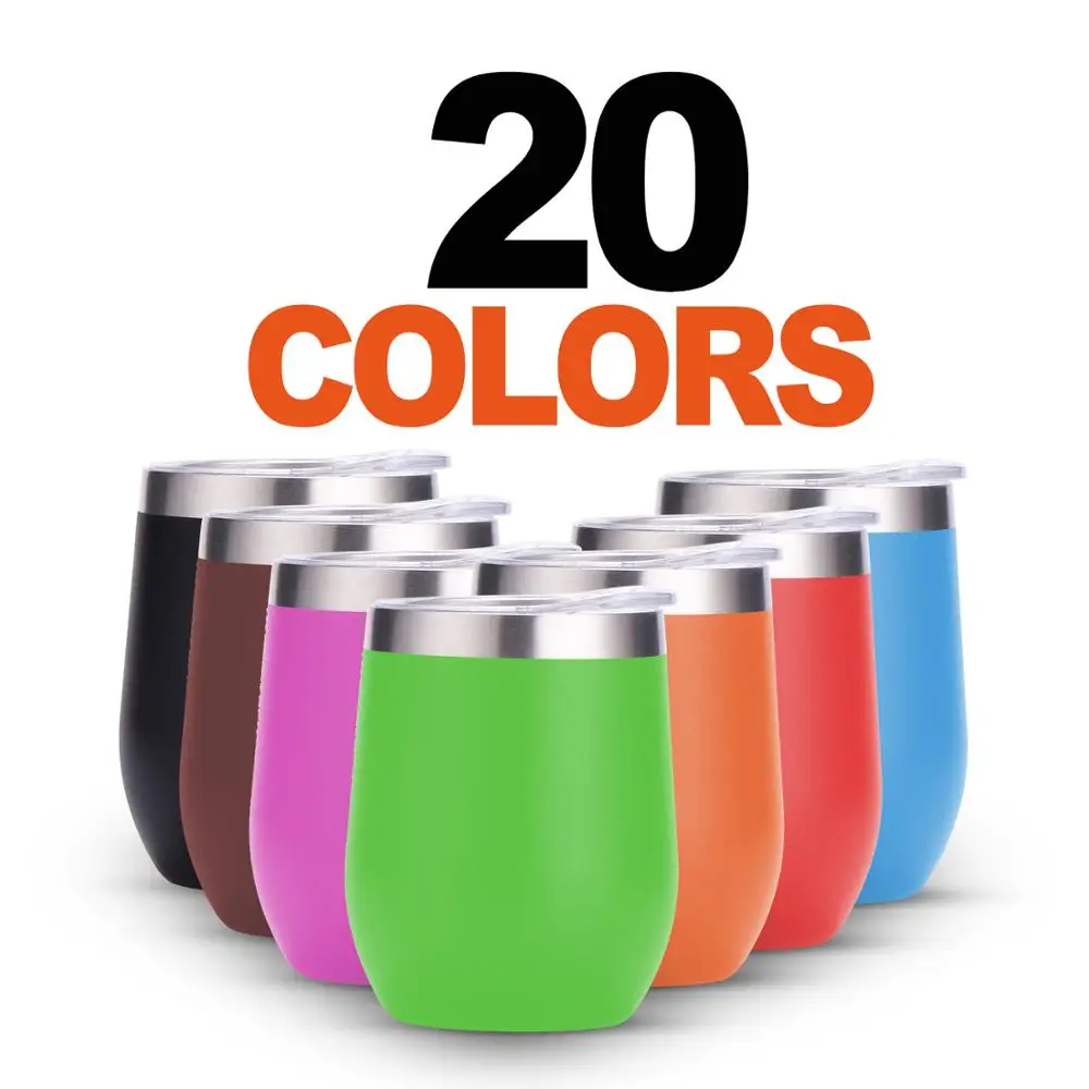 Wholesale 10 oz Double Wall Wide Mouth Travel Wine Glass 10oz Lowball Tumbler Drink Stainless Steel Stemless Wine Glass with Lid