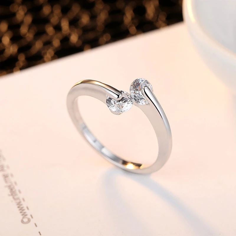 Vogue Jewelry Silver Infinity Engagement Ring Diamond Wedding Ring R34