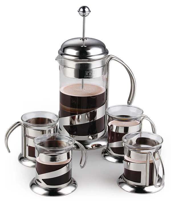 Haonai 800ml French Press 4 Pcs 200ml Cups French Coffee Press Set