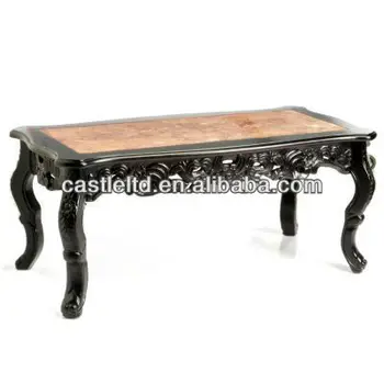 Antique Wooden Hand Carved Marble Top Coffee Table Antique Wooden Hand Carved Marble Top Coffee Table