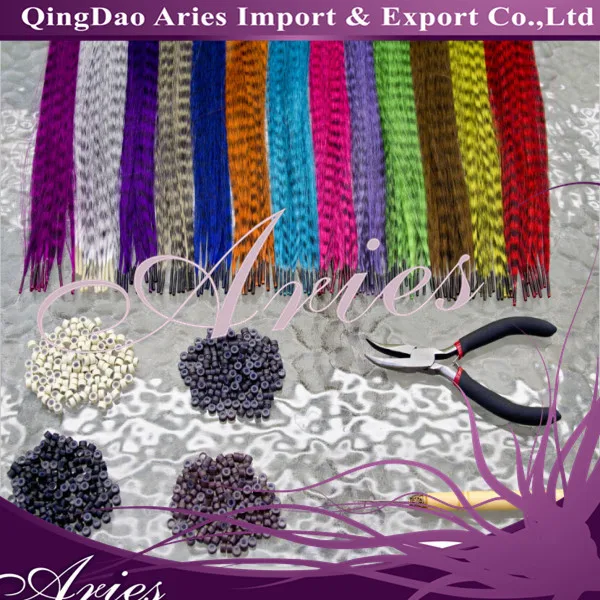 Grizzly All Bright Color Rooster Feather Hair Extension 16 Inch