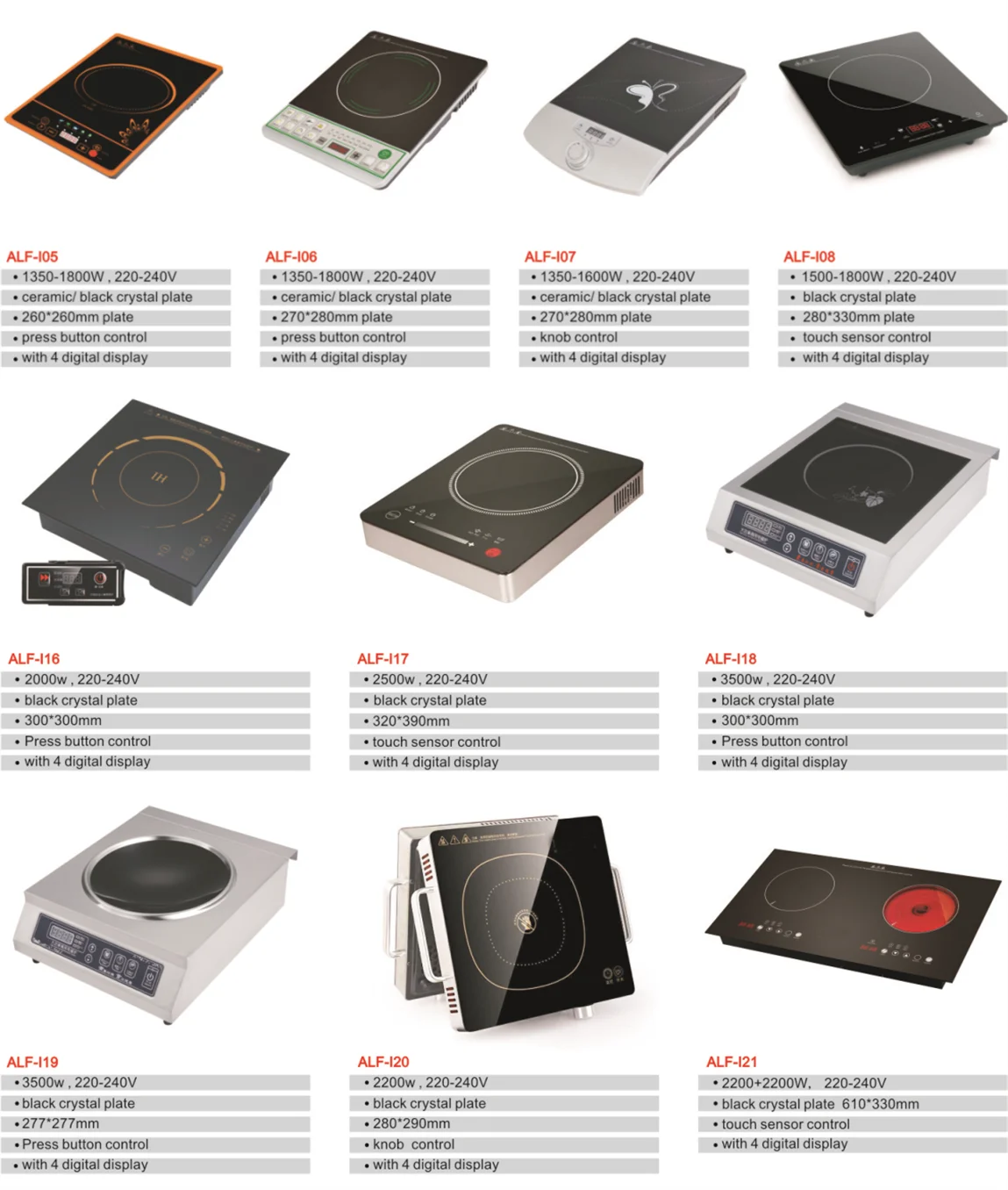 Big Size All Metal Induction Cooker Copper Coil Single Burner Induction