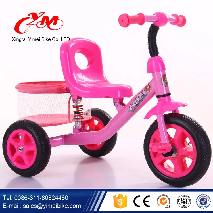 Pink Lovely Children Three Wheels Tricycle With Eva Wheel / Small Baby Smart Trike With Basket