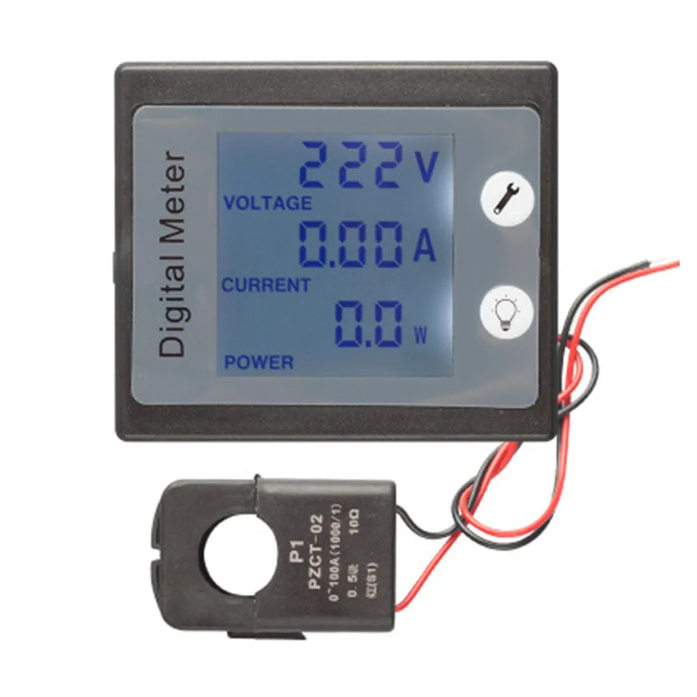 100A AC LCD digital de alimentación del panel vatios monitor del metro del voltaje del amperímetro del voltímetro 
