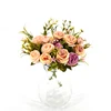 China factory artificial flower hydrangea silk rose mini bouquet arrangements