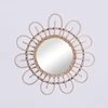 New design customized logo cheap handmade large flower round sun wall deco natural willow wicker rattan wood frame mirrors sets