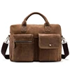 Dreamtop DTG427 handmade cheap real cow leather laptop briefcase daily work handbag custom office leather bag men