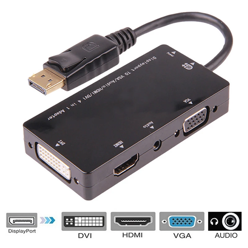 Zopsc 4 in 1 DVI to HDMI+DVI+VGA+Audio Converter Adapter Support Display Simultaneously Audio Output Converter 