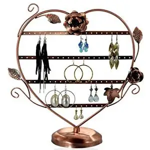 Copper Color Heart-Shaped Earring Holder Tree Oraganizer / Earring Stand Display