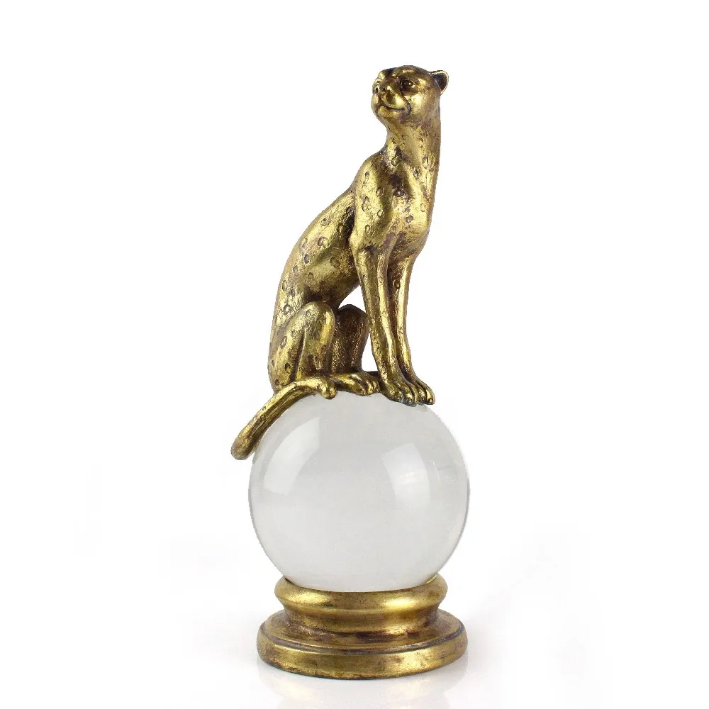 Wholesales Resin Animal Product Gold Camel Statue with Crystal Ball Home Decor details