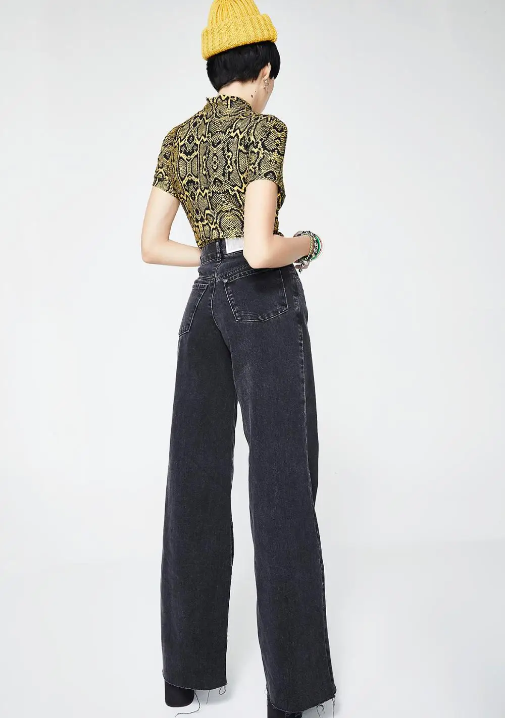 100% algodón desigual flared pantalones vaqueros de las 100% algodón desigual flared pantalones vaqueros de las