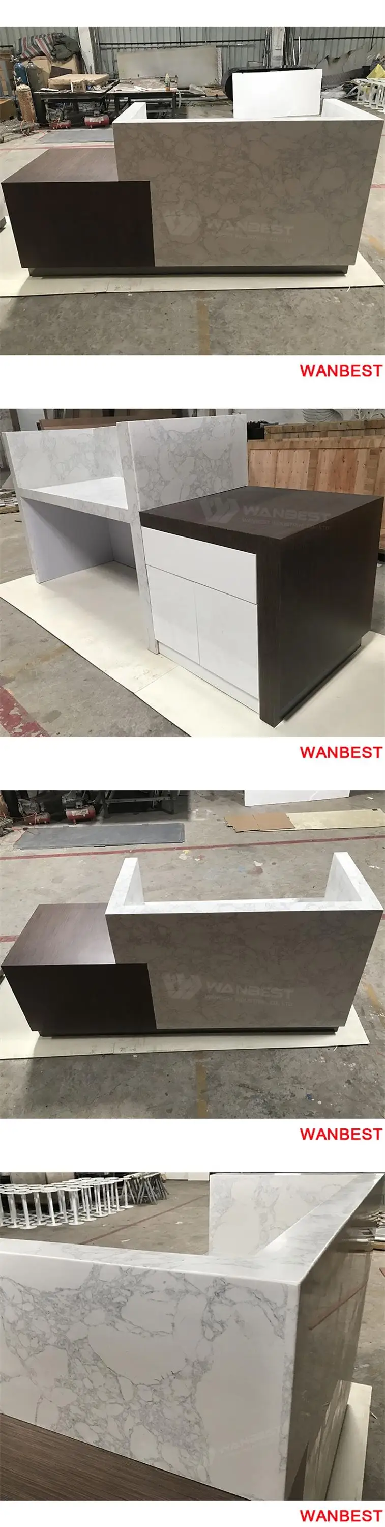 Modern Acrylic Wood Hotel Restaurant Nail Salon Clinic Standing Reception Desk Cashier Counter