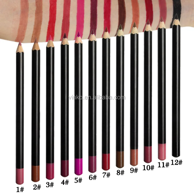 High Quality 12 Color Lip Use Matte Lip Liner Long Lasting Private Label Eye Pencil