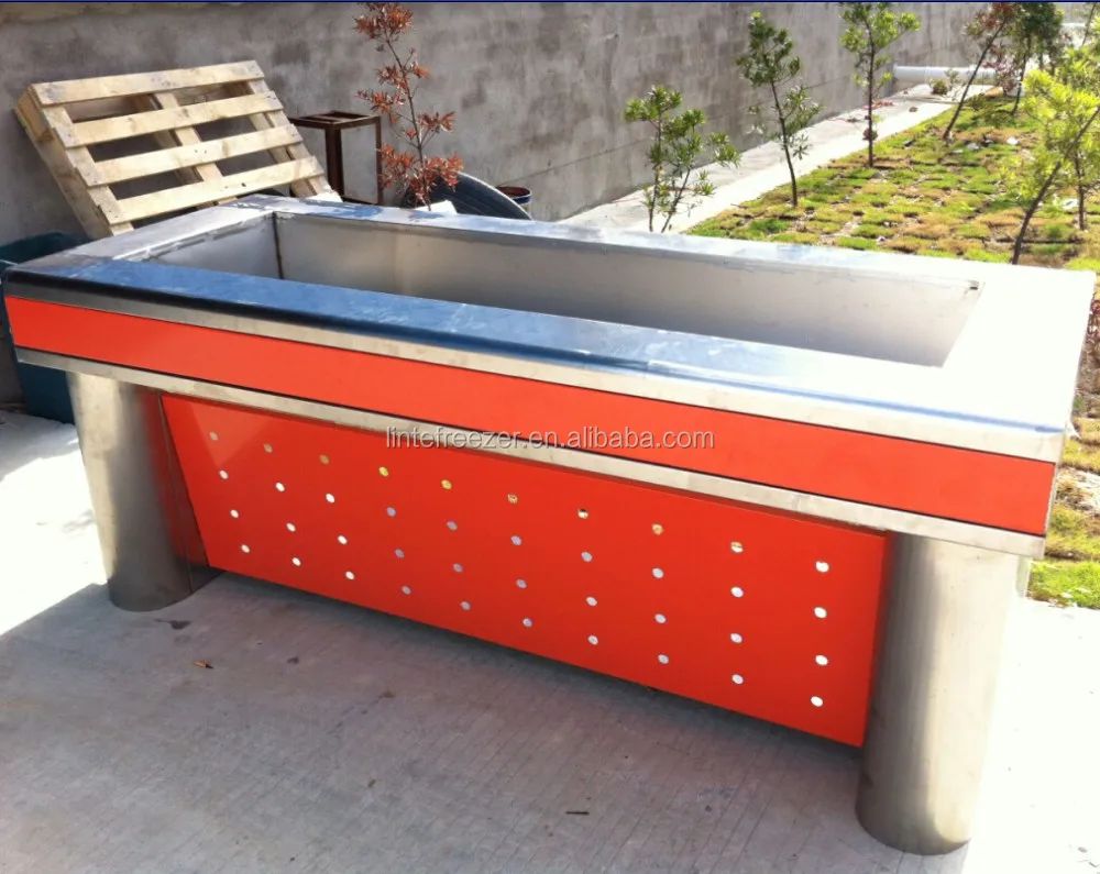 Lintee Stainless Steel Ice Fresh Fish Refrigerated Table Top Fish