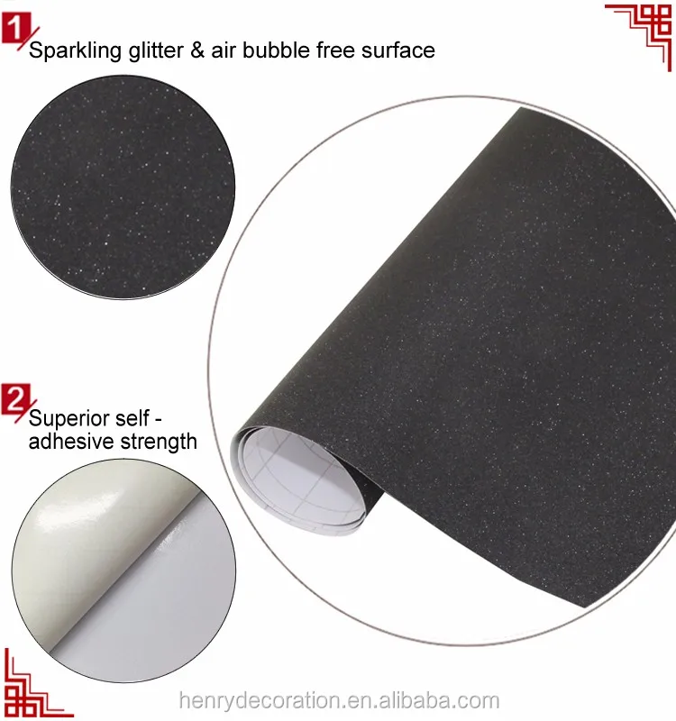 Sparkling Glitter Diamond Car Black Vinyl Car Vinyl Wrap Gloss Black