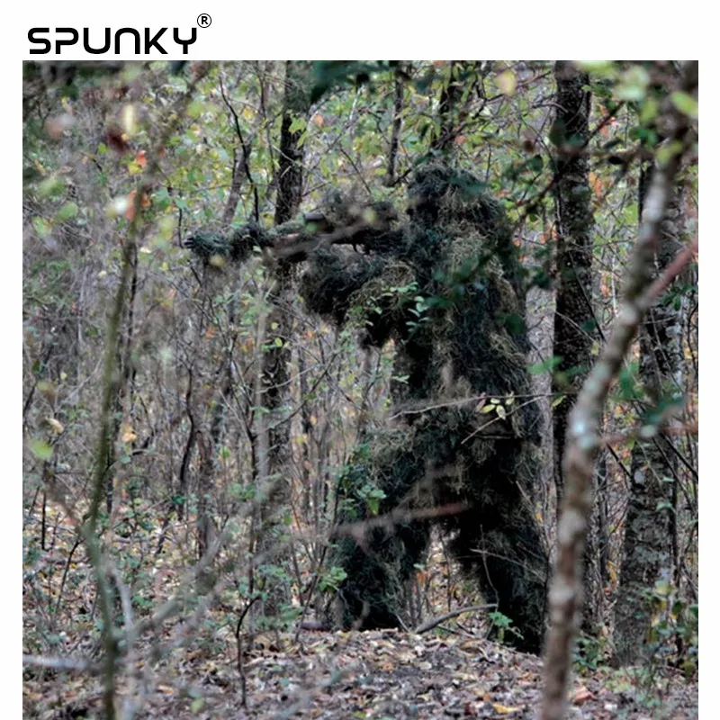 Camouflage Suit Ghillie Poncho Kit Paintball Sets Hunt Suit Woodland