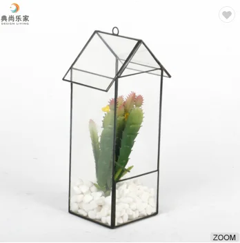 Hexagonal Gazebo Tabletop Terrarium Glass Geometric Indoor Planters for Succulents