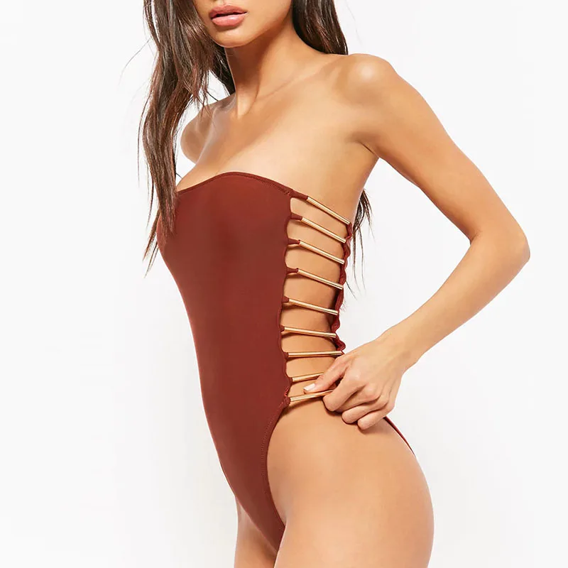 women's strapless one piece swimsuit