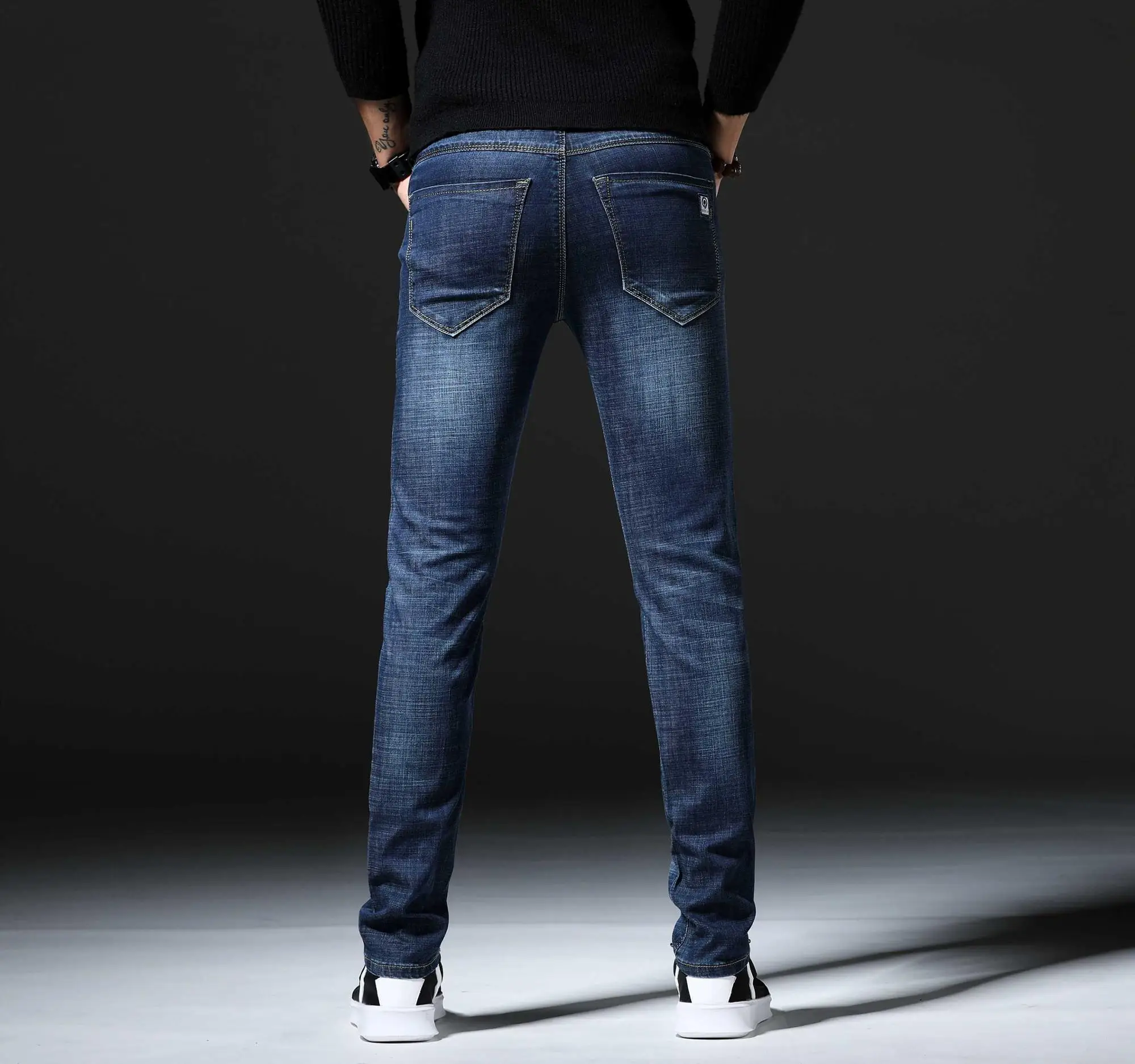 Slim-fit Stretch Denim Fabric Blue Men's Jeans - Buy Jeans,Men's Jeans ...