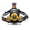 10000 lumens rechargeable led headlamp 3T6 head flashlight torch xml t6 head lamp waterproof lights headlight 18650 batte