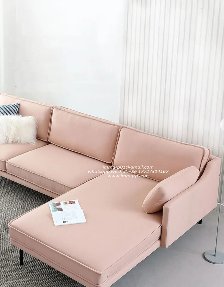 Good Quality Modern Pink Sectional Loveseat Sofa For Living Room