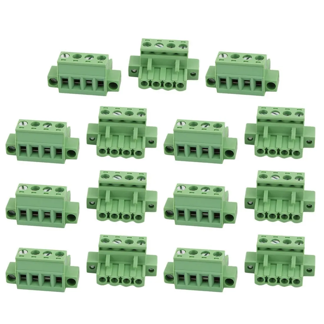 uxcell 15Pcs LC1M AC300V 15A 5.0mm Pitch 4P PCB Terminal Block Wire Connection