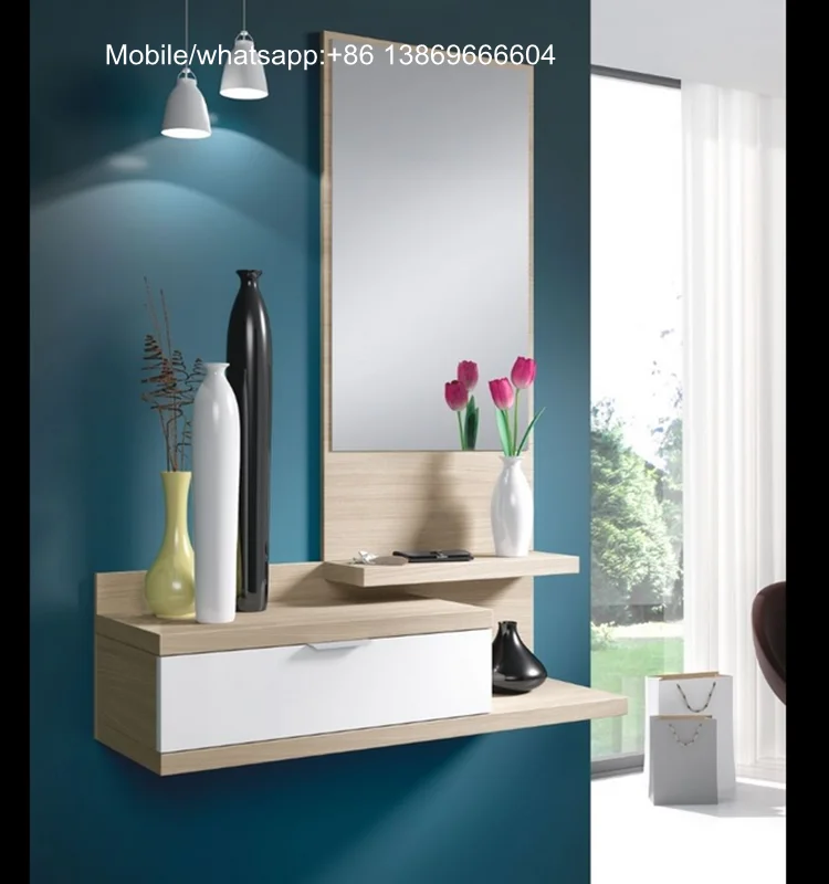 Hallway Wall Unit 1 Drawer With Mirror Melamine Cabinet In White Hallway Wall Unit 1 Drawer With Mirror