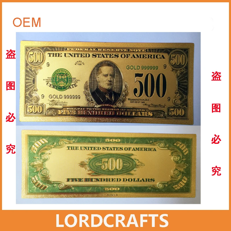 Us Dollar 24k Gold Foil Banknote Fake Money With Color