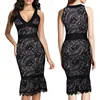 B32329A Latest Women Eyelash Lace Patchwork Sleeveless Long Ladies Dress Wholesale