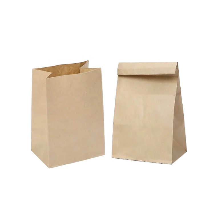 Eco Friendly Durable Custom Printed Grocery Brown Kraft Paper Lunch Bag Without Handle Bags Eco Friendly Durable Custom Printed Grocery Brown Kraft Paper Lunch Bag Without Handle Bags