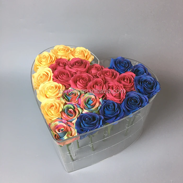 Custom Single 1 Hole Clear Acrylic Rose Flower Box Transparent Lucite
