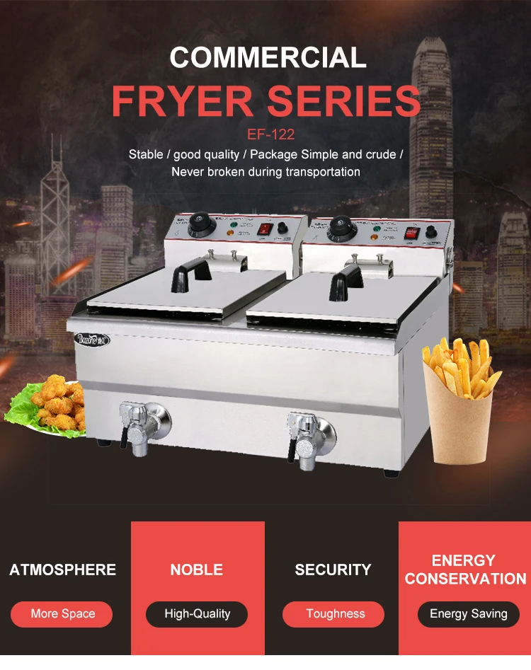 High Quality Restaurant Commercial Continuous Dual Tanks 2 Baskets