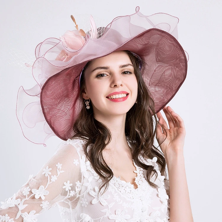 2019 Flower Women Church Hats Wholesale Sinamay Elegant Hats Ladies ...