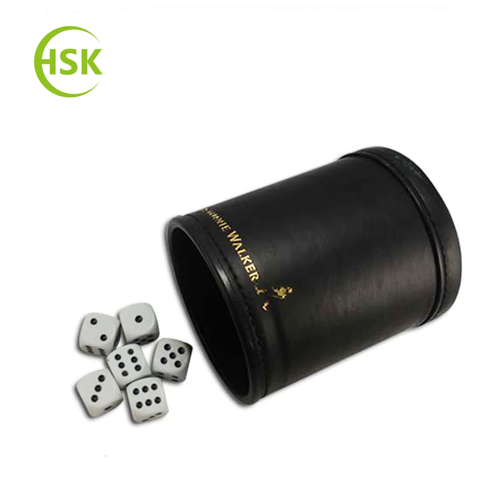 China Leather Dice Cup With Velvet Custom Brand Dice Cup Set With Gift