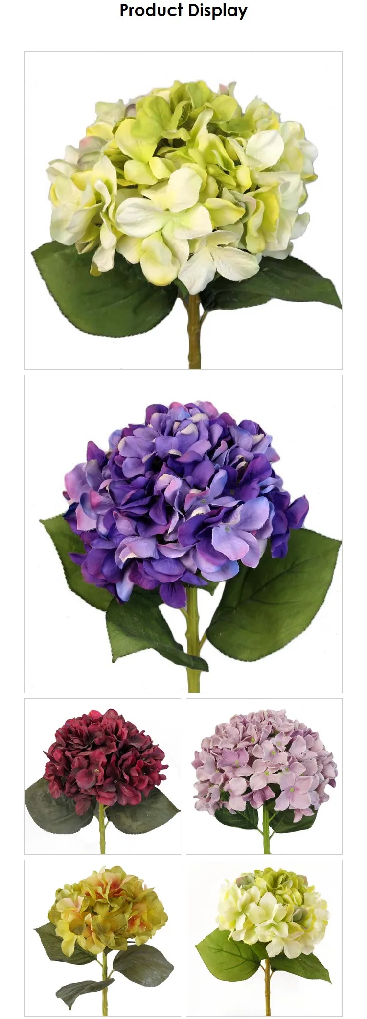 Silk Faux Hydrangea With Leaves Real Touch Artificial Hydrangea For