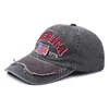 USA Flag Worn Out Vintage Embroidered Torn Washed Denim Baseball Cap