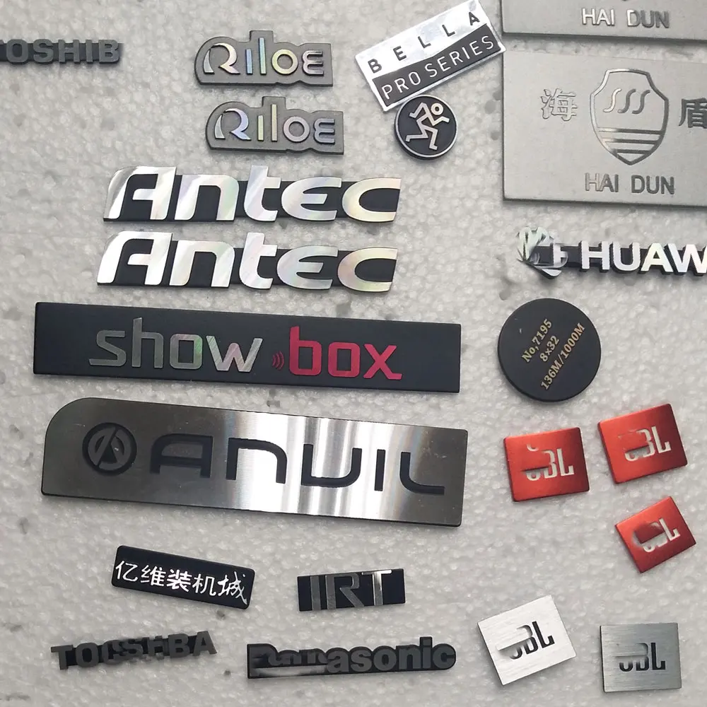 Custom Selfadhesive Aluminum Sticker Label Anodizing Aluminum Nameplate Metal Sticker Logo