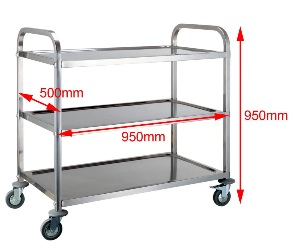 Mobile Wine Cart Three-Tier Service Trolley Luxurious Bar/Hotel Stainless Steel Solid Wood Roller Trolley Size : A-603575CM 