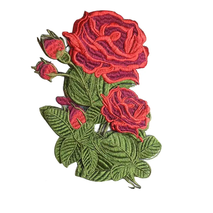 Custom iron on embroidery rose patch for t-shirt and garments