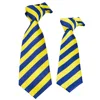 QZ-1490 Chinese shengzhou Custom Necktie Yellow and Blue Striped Boys School Tie