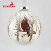 Wholesale bird printed ornament transparent decoration glass balls for christmas tree