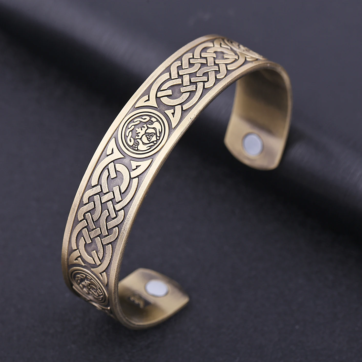 最新的古董铜颜色锌合金袖口手镯男士珠宝手镯