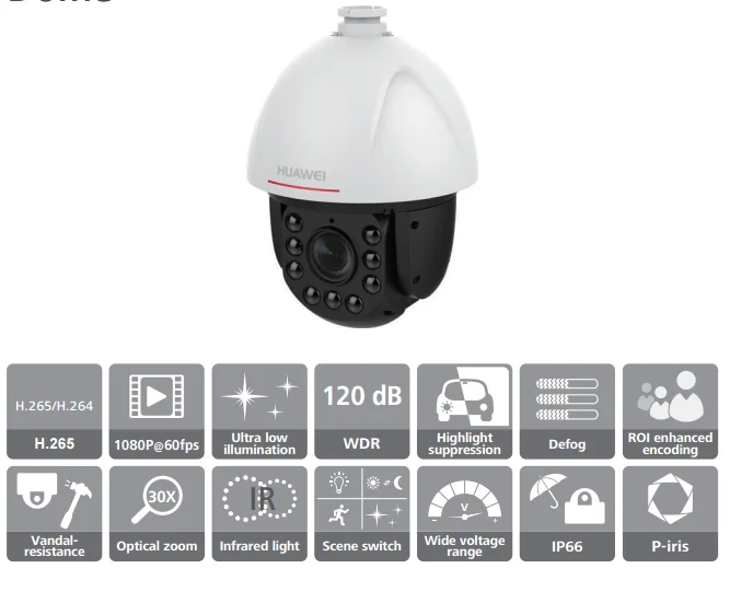 Huawei IPC6625Z30S 2MP 30x Intelligent IR HighSpeed PTZ Dome Camera