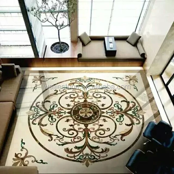 Hot Waterjet Marble Inlay Flooring Design Work Hot Waterjet Marble Inlay Flooring