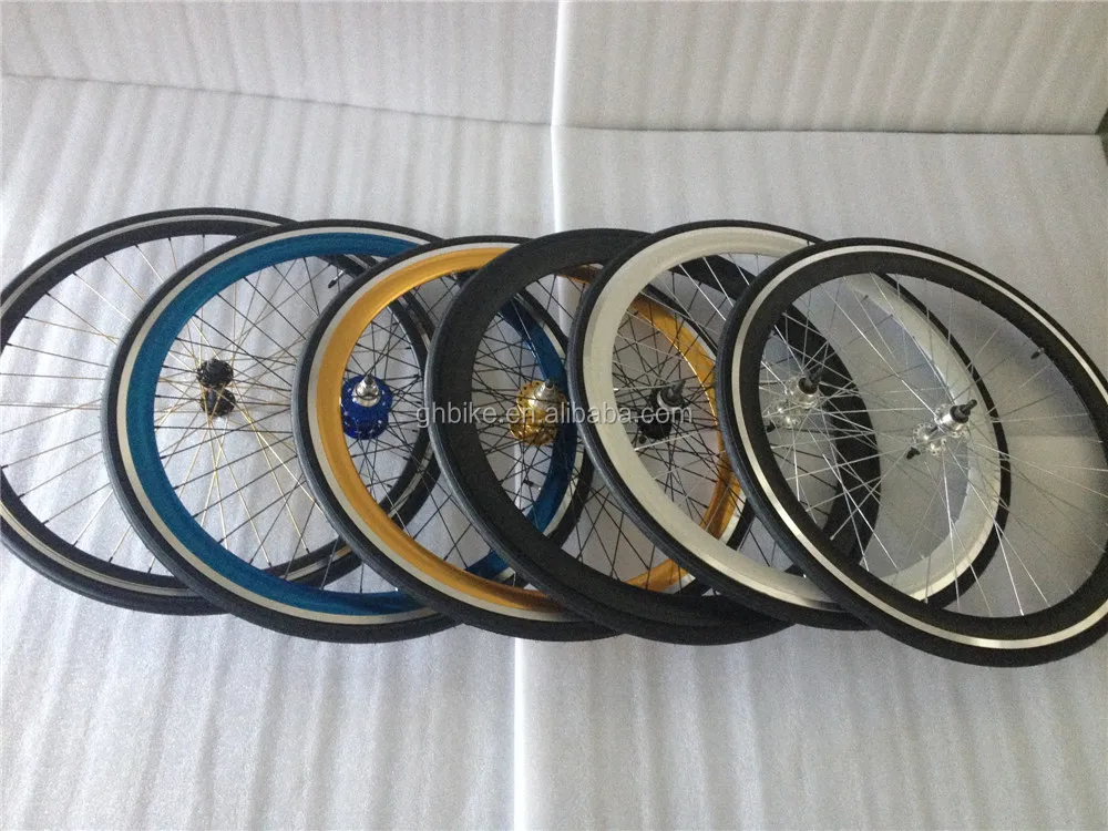 700c Bike Wheel Set Colorful Fixed Gear Bike Wheel Set 43mm Rim Fixie