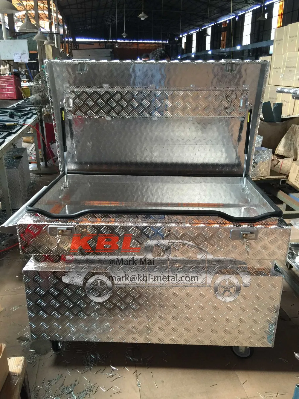 Customized Side Handles Aluminum Tool Boxes With Wheels(kbl
