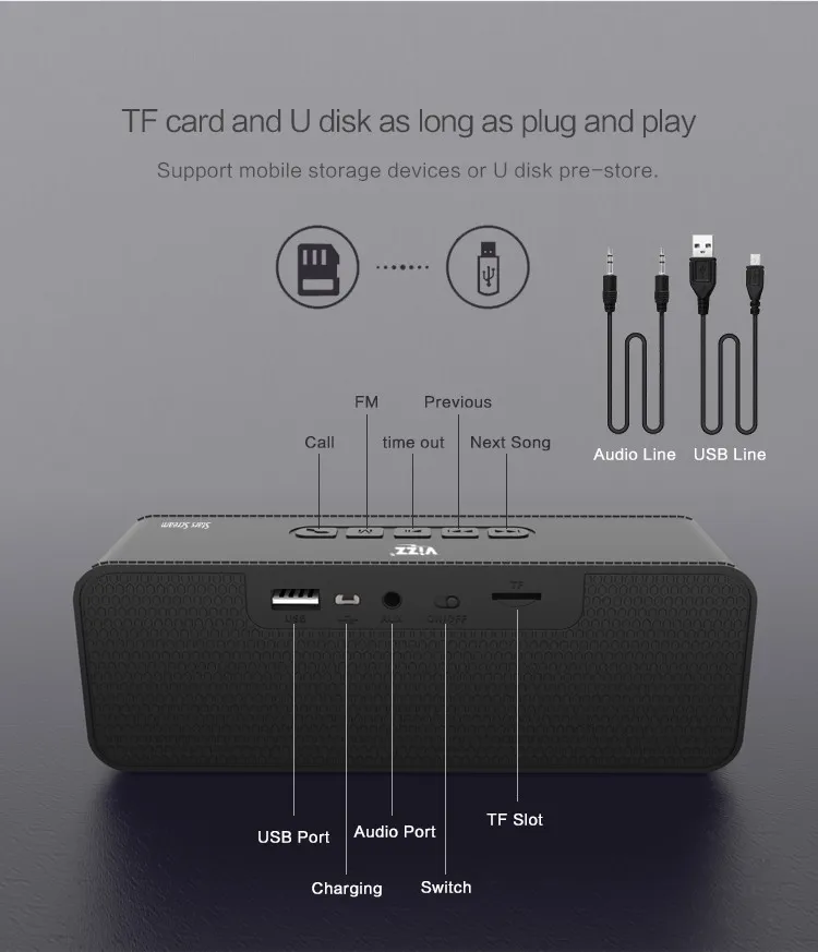 24-Hour Playtime Wire Speaker with Loud Stereo Sound, Rich Bass, Built-in Mic. Perfect Portable Wire for iPhone - ANKUX.COM