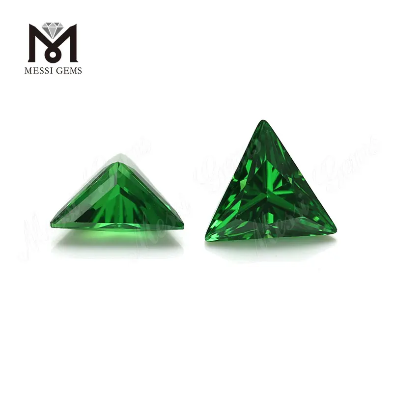 Engrospris Triangle Cut 9x9mm Green Cubic Zirconia Loose CZ Stone